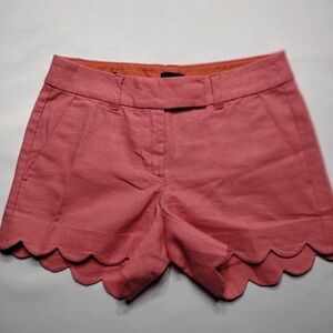 JCrew Scalloped Hem Pink Women's Shorts size 00 pre Owned Exellent condition.